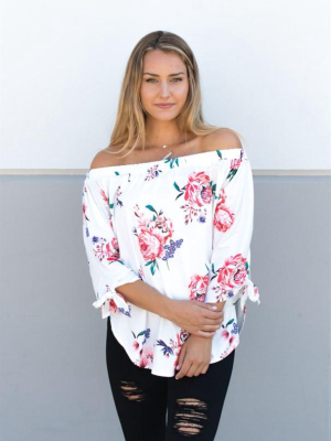 Floral Off Shoulder Top - Ivory