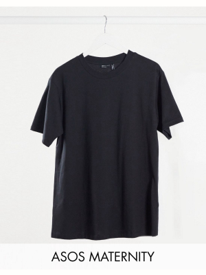 Asos Design Maternity Ultimate Oversized T-shirt In Black