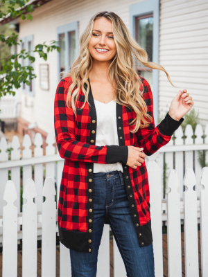 Vivian Cardigan - Red Plaid