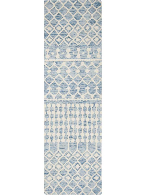 Blossom Blue/ivory Runner Rug