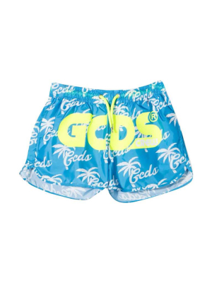 Gcds Kids Logo Printed Swim Shorts