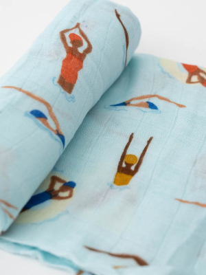 Deluxe Muslin Swaddle Blanket - Swim Cap