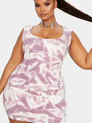 Prettylittlething Plus Mauve Tie Dye Rib...