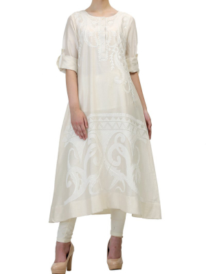 Roll-up Sleeves A-line Kurta