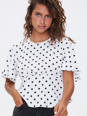 Polka Dot Flounce Top