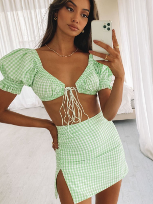 Loretta Mini Skirt Green Gingham