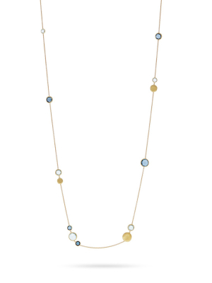 Marco Bicego® Jaipur Color Collection 18k Yellow Gold Mixed Blue Topaz Long Necklace