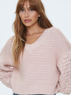 Chunky Knit-sleeve Sweater