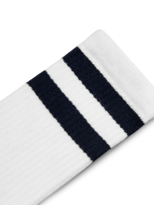 Women's Eco-friendly Crew Socks | White + Navy