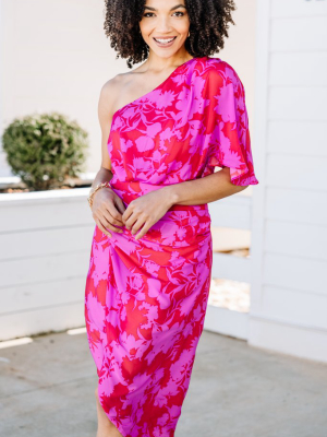 Making Moves Berry Pink Floral Midi Dress