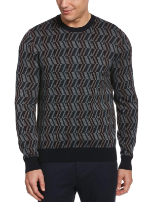 Patterned Jacquard Crew Neck Sweater