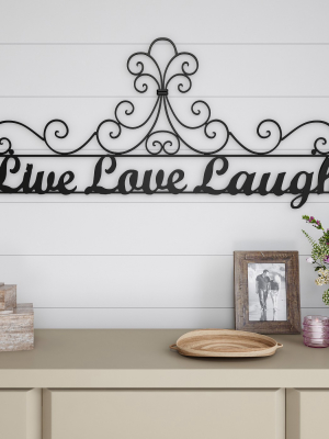 "live Laugh Love" Wall Sign Black - Lavish Home