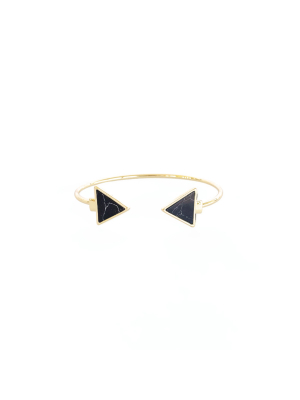 Sanctuary Project Semi Precious Black Howlite Arrow Cuff Bracelet Gold