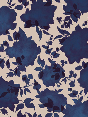 Silhouette Self-adhesive Wallpaper In Sapphire By Tempaper