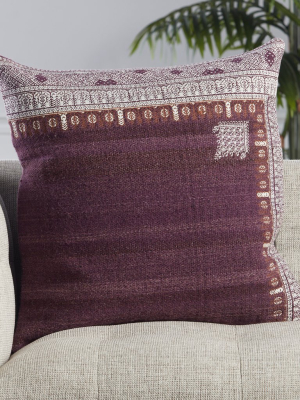 Rania Tribal Pillow In Purple & White