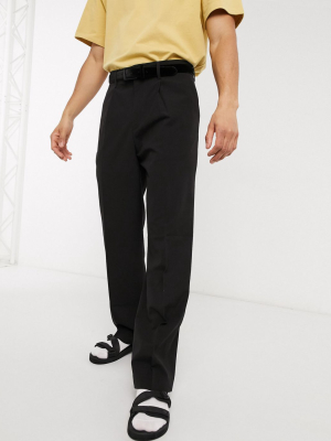 Weekday Conrad Wide Pants In Black