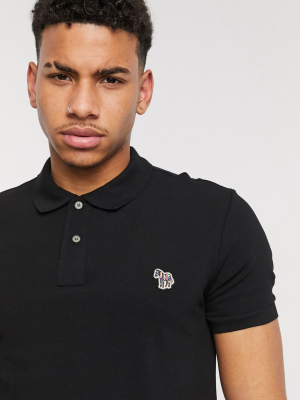 Ps Paul Smith Slim Fit Zebra Logo Polo In Black