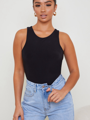 Petite Black Sleeveless Slinky Bodysuit