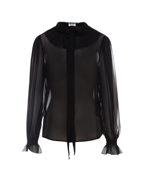 Saint Laurent Bow Detail Sheer Shirt