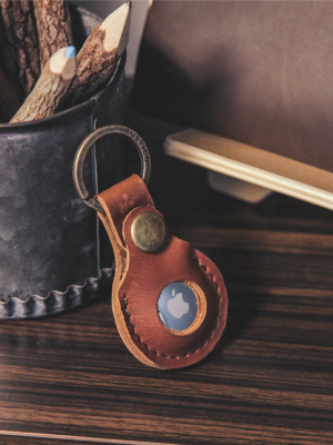 Leather Airtag Case With Key Ring