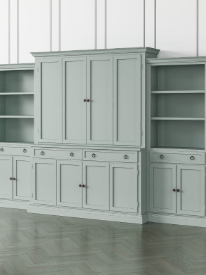 Cameo Blue Grey 4-piece Entertainment Center With Storage Bookcase