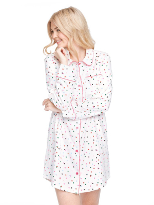 Long Sleeve Leisure Dress - Party Dots