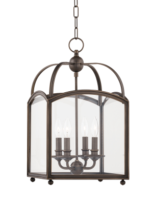 Hudson Valley Lighting Millbrook 4-bulb Pendant - Distressed Bronze & Clear