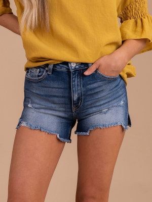 Worth The Wait Kancan Denim Shorts - Blue