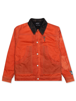 Feature Reese Cooper Waxed Cotton Trucker Jacket - Orange - Autumn