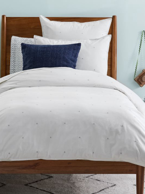 Organic Washed Cotton Percale Duvet Cover & Shams - Stone White