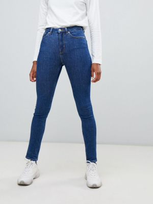 Weekday Thursday Organic Cotton High Waist Skinny Jeans In Win Blue