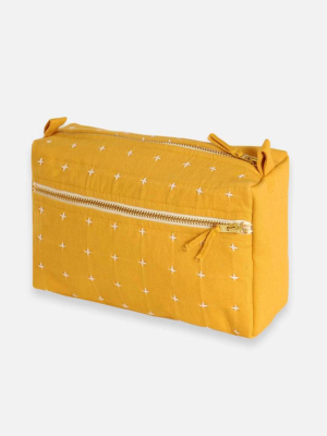 Cross Stitch Toiletry Bag - Mustard