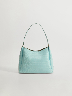 Croc-effect Baguette Bag