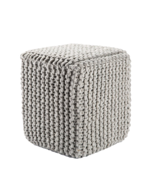 Juni Gray Textured Square Pouf