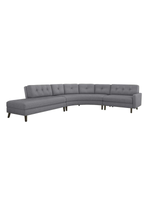 Interlude Home Aventura Left Chaise 3 Piece Sectional - Dark Gray