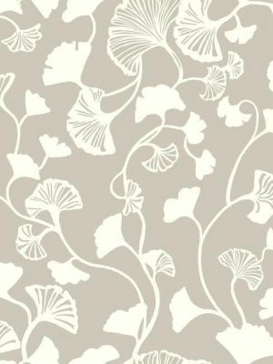 Gingko Trail Wallpaper In Silver From The Botanical Dreams Collection By Candice Olson For York Wallcoverings