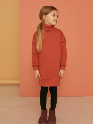 Kids On The Moon Turtleneck Sweatdress - Clay