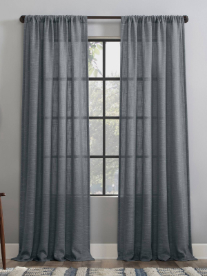 Basketweave Anti-dust Semi-sheer Curtain Panel - Clean Window