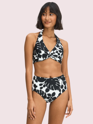 Monstera Grove Knotted Halter Bikini Top