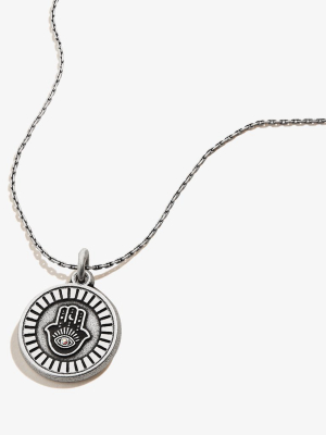 Hamsa Embossed Charm Necklace