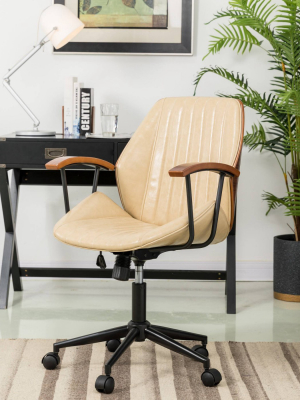 36" Leatherette Height Adjustable Swivel Desk Chair - Glitzhome