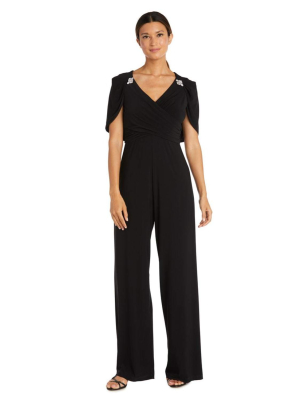 One Piece Jumpsuit With Draped Bodice And Capelet