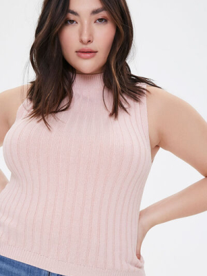 Plus Size Ribbed Mock Neck Top