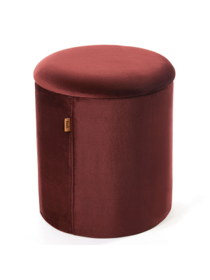 Kvell So3024-008 Boto 15x15x17 Inch Home Tall Round Storage Cube Container Box And Ottoman Foot Rest Seating, Passionate Plum