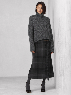 Buckled Cashmere Wrap Sweater Skirt