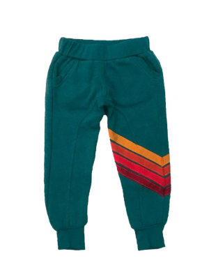 Kid's Nova Sweatpants - Vintage Teal // Red Stripes