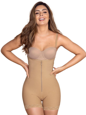 Leonisa Strapless Tummy Control Bodysuit Shapewear Butt Lifter Effect For Women