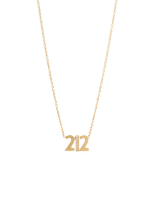 14k Triple Number Necklace With 1 Pavé Diamond Number