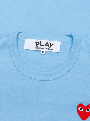 Comme Des Garcons Play Pastelle Women's Red Emblem T-shirt - Blue