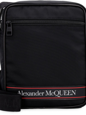 Alexander Mcqueen Medium Logo-tape Zipped Messenger Bag